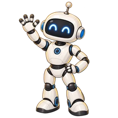 Dot, an illustrated mascot: a white robot.