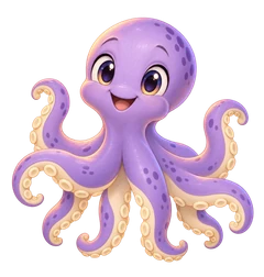 Opal, an illustrated mascot: a lilac octopus with cream undersides and curious eyes.