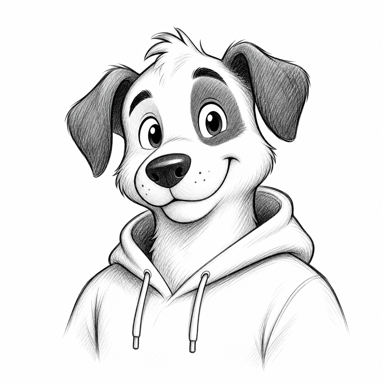 Monochrome illustrated mascot portrait